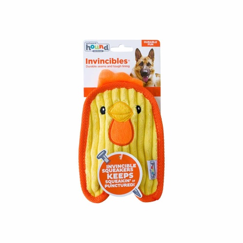 Outward Hound Invincibles Chicky Durable Plush Dog Squeaker Toy Yellow XS