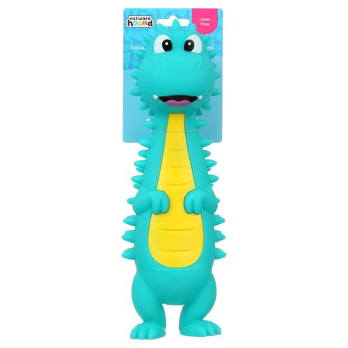 Outward Hound Latex Free Dino Interactive Play Dog Squeaker Toy