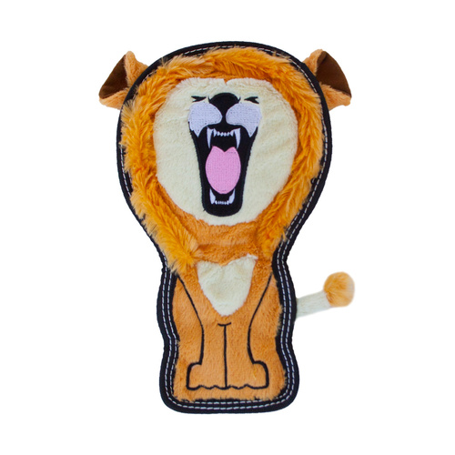 Outward Hound Tough Seamz Lion Plush Dog Squeaker Toy Tan Medium