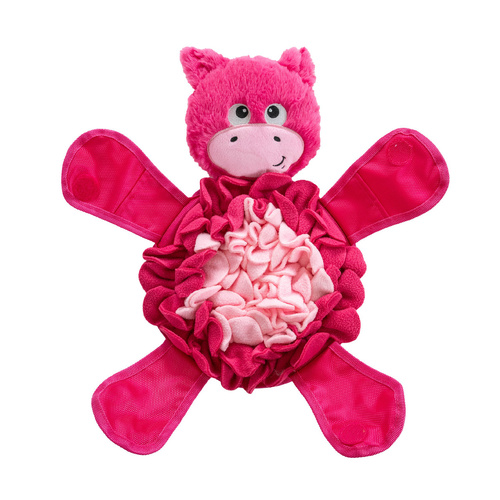 Outward Hound Snuffle Palz Pig Interactive Plush Dog Squeaker Toy Pink Large