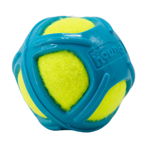 Outward Hound Tennis Max Ball Interactive Dog Toy with Rubber Shell Blue Medium
