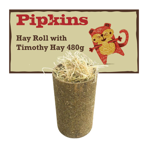 Pipkins Hay Roll with Timothy Hay Healthy Treats for Small Animals Medium
