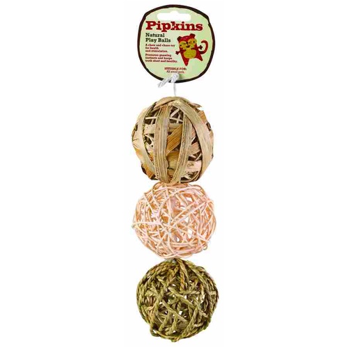 Petface Pipkins Natural Play Balls Durable Pet Toy for Small Pets