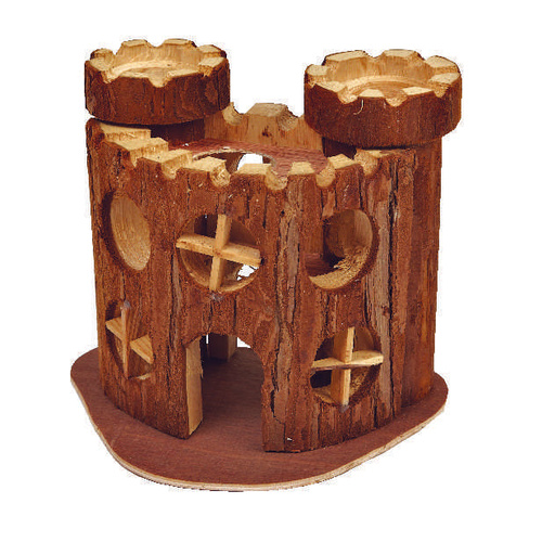 Petface Pipkins Natural Wooden Castle Hideaway Chew Toy for Small Pets