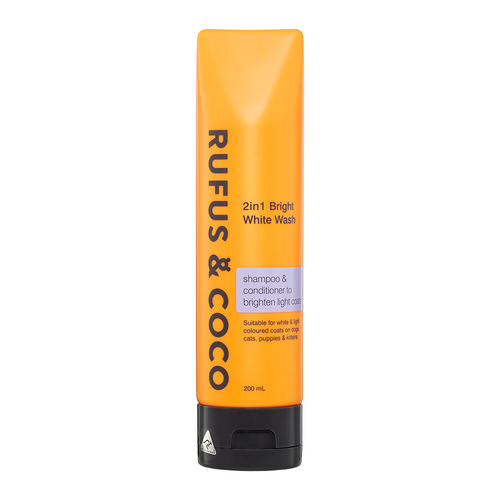 Rufus & Coco 2-in-1 Bright White Wash for Dogs Cats Puppies & Kittens 200ml