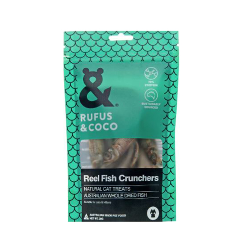 Rufus & Coco Reel Fish Crunchers Natural Treats for Cats & Kittens 30g x 4