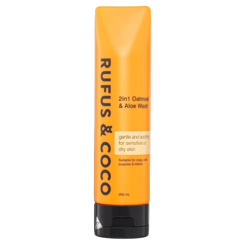 Rufus & Coco 2 In 1 Oatmeal & Aloe Wash for Dogs Cats Puppies & Kittens 200ml