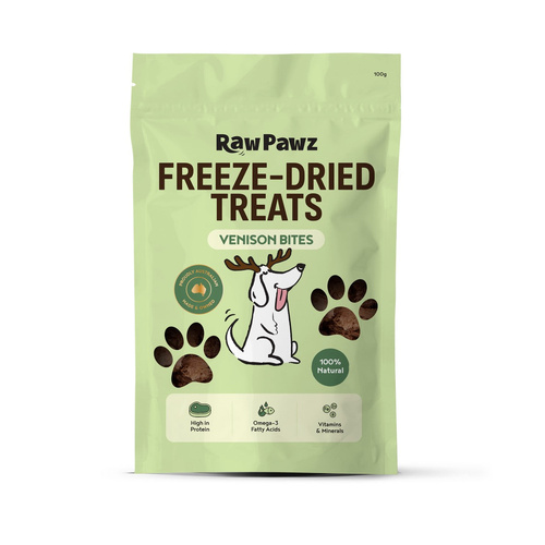 Raw Pawz Freeze-Dried Treats Venison Bites Natural Dog Treats 100g