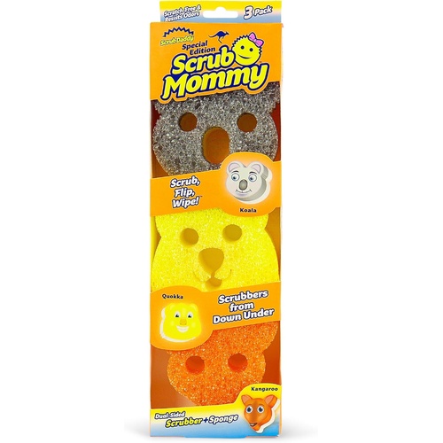 Scrub Mommy Aussie Shapes Dual-Sided Scrubber + Sponge 3 Pack