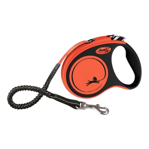 Flexi Xtreme Tape Soft-Grip Handle for Dogs Black/Orange Small 5m