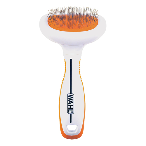Wahl Small Slicker Brush Soft Grip for Cats & Dogs White Orange