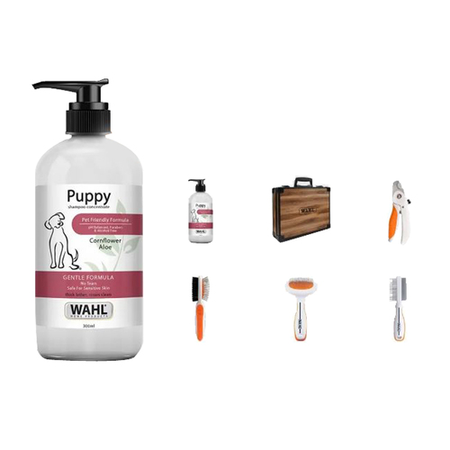 Wahl Puppy Grooming Starter Pack Kit incl Puppy Shampoo & Wooden Case
