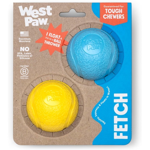 West Paw Boundr Ball Interactive Play Dog Toy Aqua/Dandelion 2 Pack