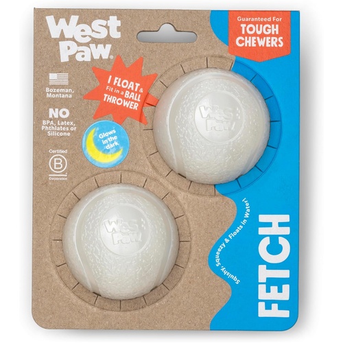 West Paw Boundr Ball Interactive Play Dog Toy Glow in the Dark 2 Pack
