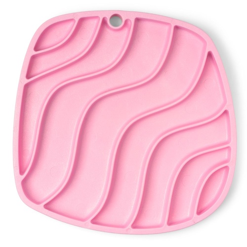 West Paw Waves Feast Mat Pet Dog Slow Feeder Lick Mat Non-slip Bubblegum