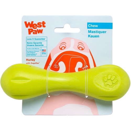 West Paw Hurley Interactive Play Tough Dog Bone Chew Toy Granny Smith Small