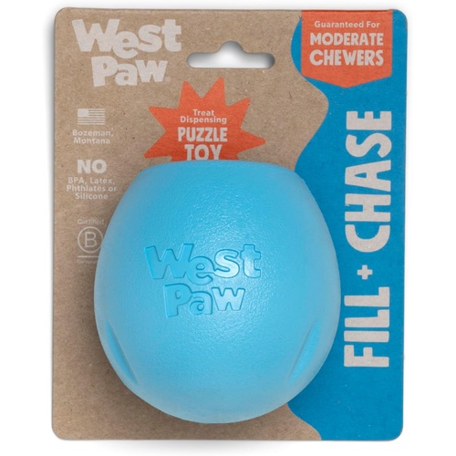 West Paw Rumbl Scatter Feeding Treat Dispenser Puzzle Dog Toy Aqua Small