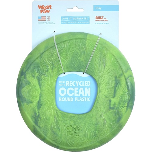 West Paw Sailz High-Flying Disc Interactive Play Pet Dog Toy Emerald