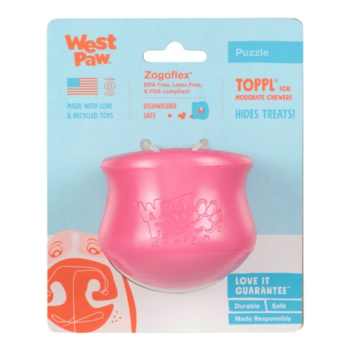 West Paw Toppl Geranium Treat Dispenser Slow Feeder Puzzle Dog Toy Small