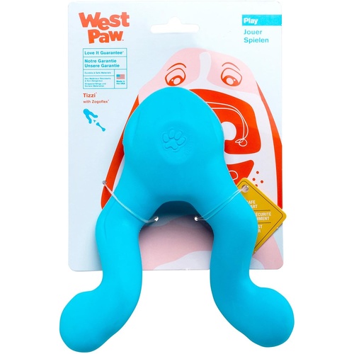 West Paw Tizzi Interactive Play Treat Dispenser Pet Dog Toy Aqua Small
