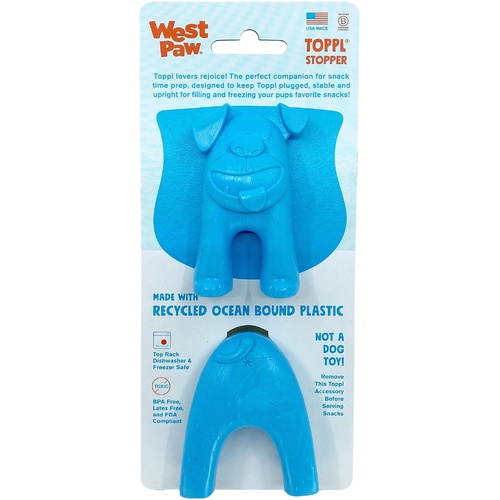 West Paw Toppl Stopper Fill & Freeze Dog Toy Dishwasher Safe Aqua