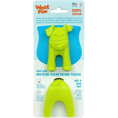 West Paw Toppl Stopper Fill & Freeze Dog Toy Dishwasher Safe Granny Smith