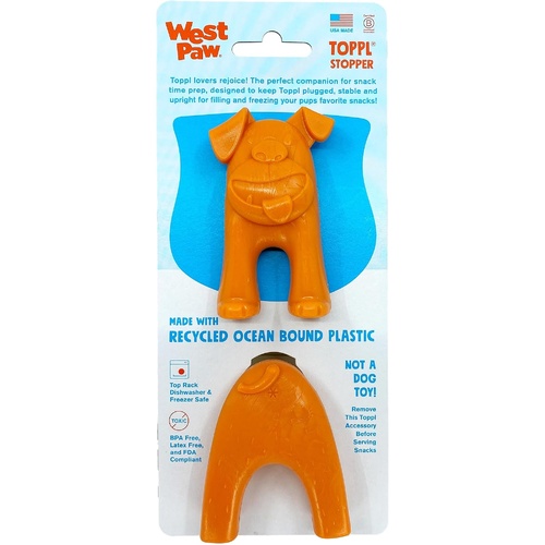 West Paw Toppl Stopper Fill & Freeze Dog Toy Dishwasher Safe Tangerine