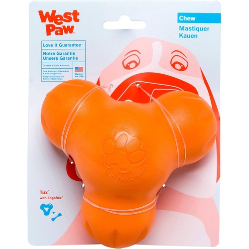West Paw Tux Treat Dispenser Durable Puzzle Pet Dog Toy Tangerine Small