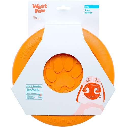 West Paw Zisc High-Flying Interactive Play Pet Dog Toy Tangerine Small