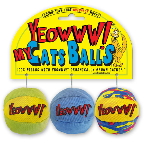 Yeowww My Cats Balls Interactive Catnip Filled Durable Cat Toy 3 Pack