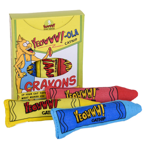 Yeowww Ola Catnip Crayons Durable Cotton Twill Pet Cat Toy 6 Pack