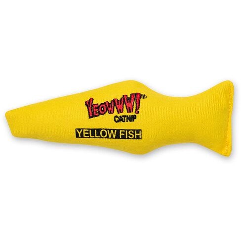 Yeowww Yellow Fish Interactive Catnip Filled Durable Cat Toy Yellow 7 Inch
