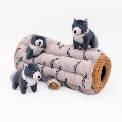 ZippyPaws Zippy Burrow: Artic Wolf Interactive Plush Dog Squeaker Toy
