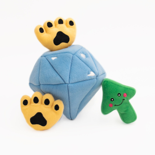 ZippyPaws Zippy Burrow: Diamond Paws Interactive Plush Dog Squeaker Toy
