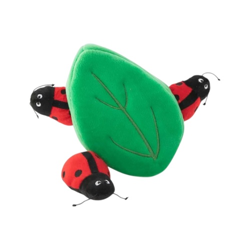 ZippyPaws Zippy Burrow: Ladybugs in Leaf Interactive Plush Dog Squeaker Toy