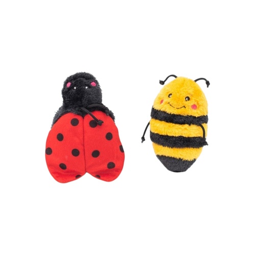 ZippyPaws Crinkle Bee & Ladybug Interactive Dog Squeaker Toy 2 Pack