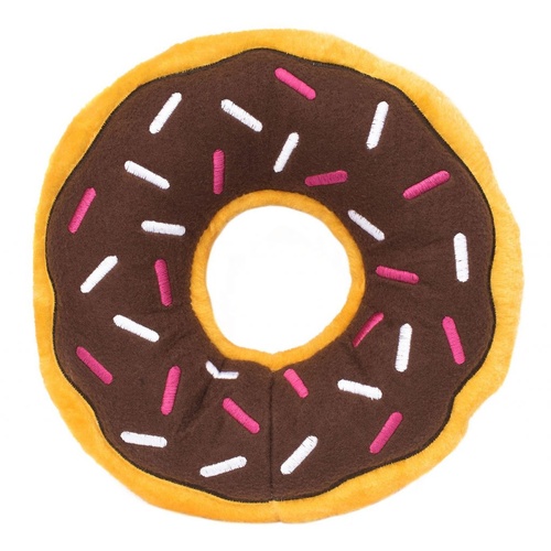 ZippyPaws Jumbo Donutz: Chocolate Interactive Plush Pet Dog Squeaker Toy