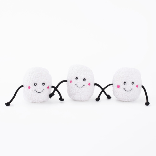 ZippyPaws Holiday Miniz Marshmellows Interactive Dog Squeaker Toy 3 Pack
