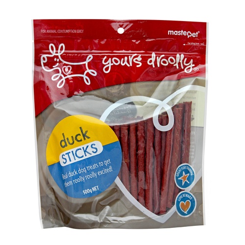 Yours Droolly Duck Sticks Natural Pet Dog Training Treats 500g