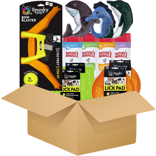 Spunky Pup Dog Play & Groom Random Bundle 4 x Toys + 4 x Shampoo + 4 x Lick Pads